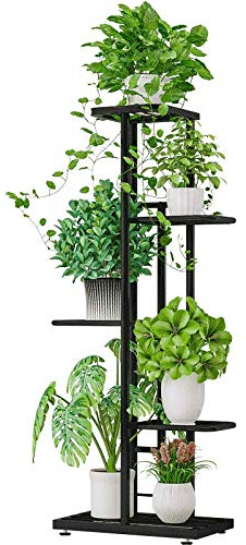 MTB 5 Tier Metal Plant Stand for Indoor Outdoor Flower Pot Display Planter Shelf, Charcoal Grey