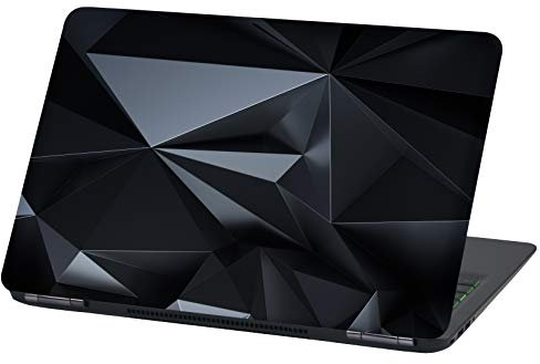 Laptop Folie Cover Abstrakt Klebefolie Notebook Aufkleber Schutzhülle selbstklebend Vinyl Skin Sticker (LP52 Polygon Schwarz, 13-14 Zoll)