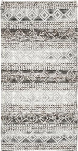 -LUXOR- living Aalborg Wollteppich - Ideal für Wohnzimmer im Boho Style oder als Teppich Esszimmer im Skandinavischen Stil - Grau-Braun 70 x 140 cm