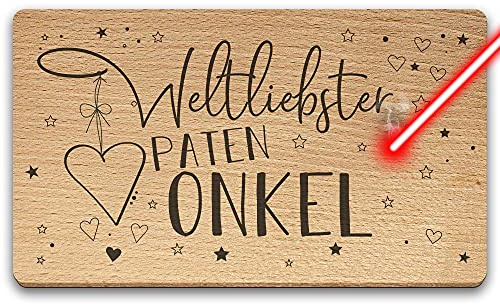 Frühstücksbrett mit Gravur - Weltliebster Patenonkel - Geschenkidee für den besten Patenonkel - Holzbrett Buche mit Lasergravur