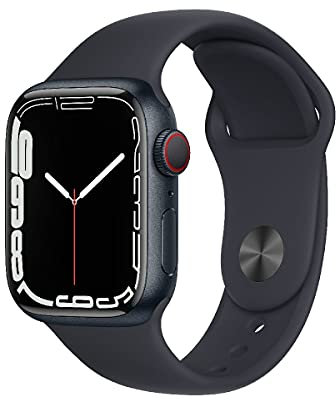 Apple Watch Series 7 (GPS + Cellular, 41mm) Smartwatch - Aluminiumgehäuse Mitternacht, Sportarmband Mitternacht - Regular. Fitnesstracker, Blutsauerstoff und EKGApps, Wasserschutz