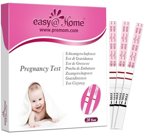 Easy@Home 20 x Schwangerschaftstest Frühtest 10 mIU/ml, Empfindlich Frühschwangerschaftstest SST mit Genauen und Zuverlässigen Ergebnissen (20 HCG Test)