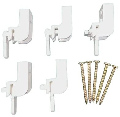 Curtain Track Lever Lock Brackets White with Screws Pack of 5 | SoloGlyde Curtain Track Leverlock Brackets White Curtain Track Bracket Lever-lock Rail Track with Screws for Windows Shower