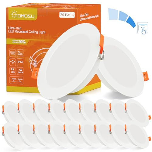 LED Einbaustrahler Dimmbar 230V Flach, LED Spot 7W 700LM, IP44 Einbauleuchten für das Bad, Kaltweiß 6000K, Ø95-105mm Lochdurchmesser, Deckenspots LED für Wohnzimmer Küche Schlafzimmer, 20er Set