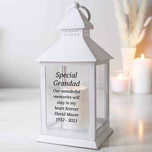 Personalised Memorial White Lantern, Beautiful Grave Marker, Memorial gift, In Memory, Candle, Remembrance, White Lantern, Lamp