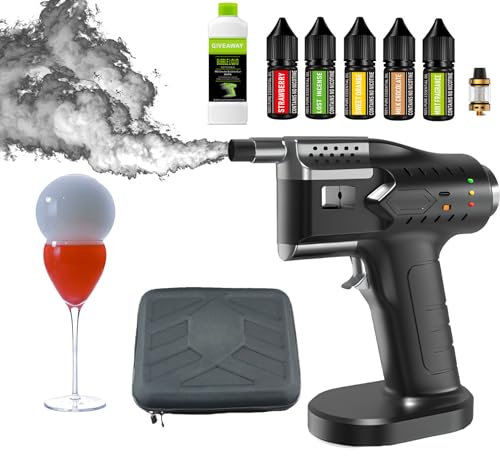Ddasam Infusor de Humo de cóctel Pistola de Burbujas ahumada de Mano Herramienta generadora de Humo Cocina Portátil Fumador Generador De Humo Frío para Bebidas De Cóctel, Verduras, Pizza