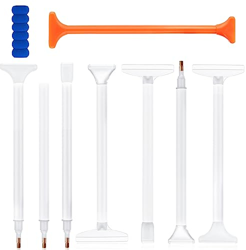 8 Pcs Diamond Paint Pens 5D DIY Diamond Embroidery Pen Diamond Paint Tools Pen Drawing Point Drill Pen Diamond Art Tools Pen with Rubber Sleeve Correction Pen for Diamond Crafts (Transparent)