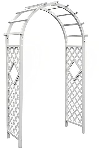 Rosenbogen Rankgitter/Bogenständer Aus Holz, Weiß, Grau, Braun, Extra Hohe Füße, Hochzeitsbögen Aus Holz – Stehender, Robuster, Runder Torbogen, Terrassen-Zeremonie ( Color : White , Size : 1.2x0.5x2.