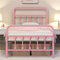 Yaheetech Cadre de Lit en Métal 90×200 cm Vintage Lit avec Sommier Haute Tête de Lit Armature Métallique à 6 Pieds de Support Rose