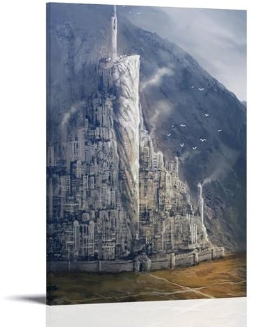 Minas Tirith - Lord of The Rings The Hobbit Poster Dekorative Malerei Leinwand Wandkunst Wohnzimmer Poster Schlafzimmer Malerei,Wandkunst Bilddruck Moderne Familienzimmer Dekor 16x24inch(40x60cm)