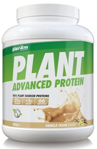 Per4m Plant Protein, veganes Pflanzenprotein, vollständiges Aminosäureprofil aus Pflanzenquellen, unterstützt Muskelaufbau & Erholung, für Kraft & Schnelligkeit täglich – Vanille-Creme – 2kg
