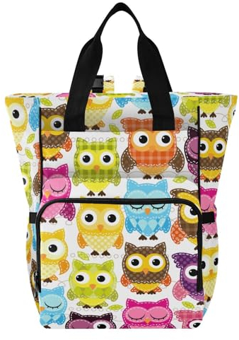 MCHIVER Wickeltasche mit Eulen-Motiv, großes Fassungsvermögen, Babytaschen mit isolierten Taschen, Mutterschaftstasche für Babys, Jungen, Mädchen, eule