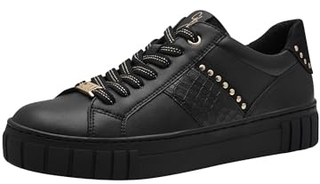 Marco Tozzi by Guido Maria Kretschmer Damen Plateau Sneaker Freizeit mit Schnürsenkeln, Schwarz (Black Comb), 39 EU