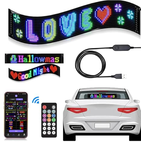 Ultra-Thin Flexible Bluetooth LED Screen, Auto-LED-Schild, Flexible USB RGB LEDs Anzeige Board, Leuchtreklame Personalisiert, Bluetooth Smart App RGB LED Laufschrift Programmierbar Sign