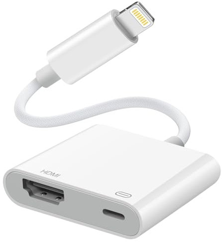 [Certificado MFi] Adaptador Lightning a HDMI Digital AV para iPhone, 1080P Digital Sync Screen Converter Charging Port for iPhone/iPad 1080P HDMI Converter for HD TV/Projector/Monitor, Support All iOS
