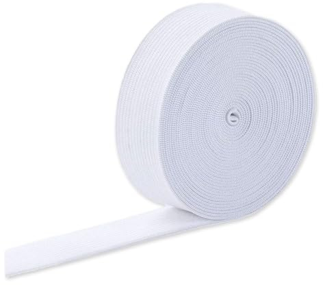 Banda elástica, 10 Metros de Goma, Cinta Elástica de Costura, Cuerda Plana Trenzada, para Costura, Cinta Elástica Ancha de 30 mm, para Goma de Pantalones, Manualidades Domésticas, Color Blanco