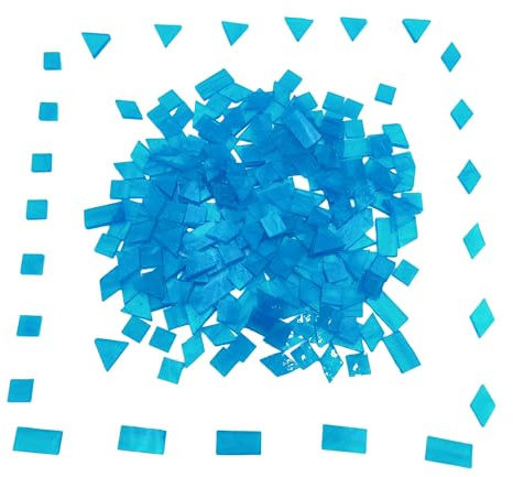 Glasmosaikfliesen, 4 Formen, quadratisch, Diamant, Dreieck, Rechteck, 220 Stück, Buntglas-Mosaikstücke für handgefertigte Kunst, Handwerk und Heimdekoration (Himmelblau)