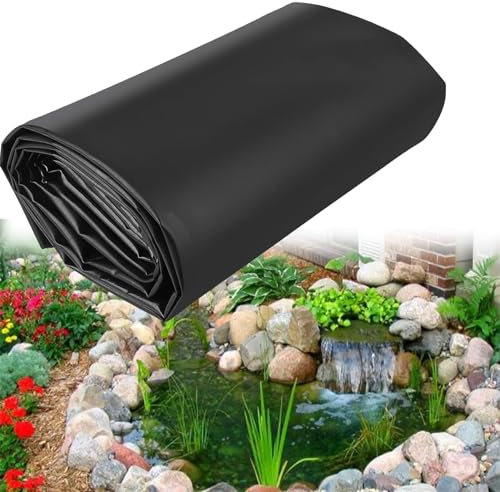 Dtyubfg 7m x9m Pond Liners Cut Black HDPE UV and Weather Resistant Swimming Pond Film Garden Pond Tarpaulin Black for Fish Ponds, Fountains, Water Garden and Waterfall