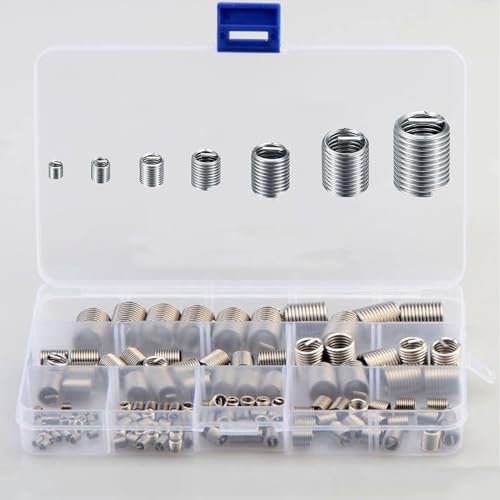 140 Pièces Inserts Filetés Auto-Taraudeurs Insert Fileté Auto-Taraudeuses en Acier Inoxydable Filets Rapportés M3 M4 M5 M6 M8 M10 M12 pour L'industrie de Transformation Du Métal Et Du Plastique