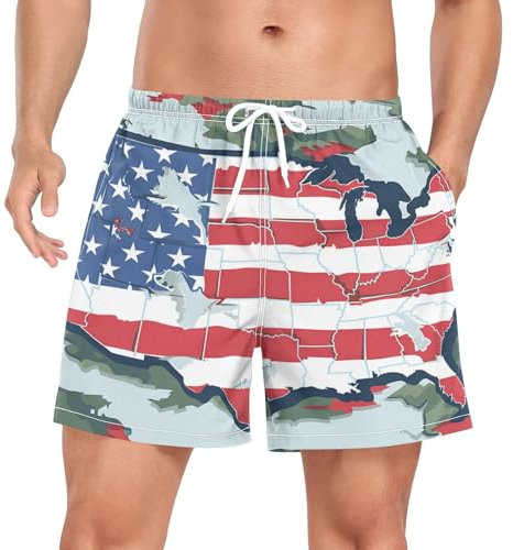 Wzzzsun Mignon Camouflage USA Drapeau Américain Homme Short de Bain Plage Maillot de Bains Respirant Séchage Rapide Beach Shorts