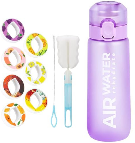 Luft Wasserflasche,750ml Sport Air Wasserflasche mit Pods BPA Frei Starterset 0 Zucker, Trinkflasche mit 7 Geschmack Pods Ideal zum Laufen und im Fitnessstudio (A08)