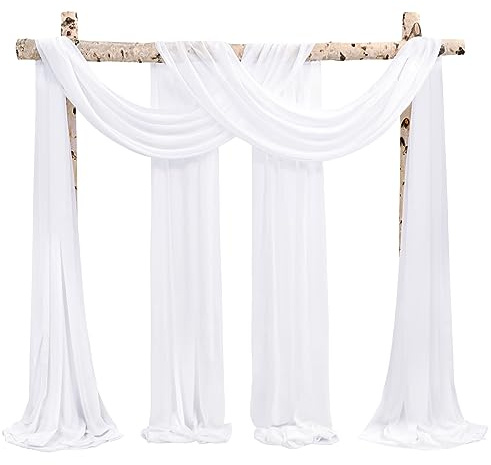 Showgeous 2er-Set Chiffon für Hochzeitsbogen,Gebleichtes Weiß,73×610cm