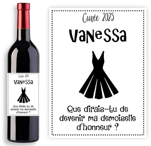 Étiquette personnalisable pour bouteille vin ou de champagne - Demande originale future demoiselle d'honneur (Demoiselle d'honneur)