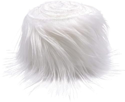 Kunstfell zum Basteln, 5 x 150CM Fell zum Basteln, Plüsch-Kunstfell-Stoff, Kunstfells Band Kunstpelz Fellstoff für Heimwerker Cosplay, Gnome Beard, Santa Hair Weihnachtsbaumdekoration (Weiß)