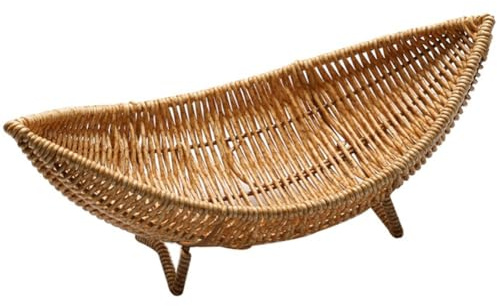 AMOYER Cesto Portaoggetti in Rattan Vassoio Portata Decorativo Intrecciato Cesti di Vimini Vassoio Frutta in Rattan Vassoio Portata a Forma di Barca per Decorazione Domestica