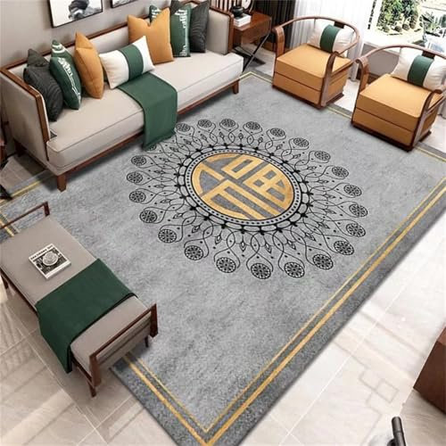 AU-OZNER großer Teppich Grauer Teppich, hochwertiger antistatischer Yoga-Schlafzimmerteppichwohnzimmerteppich modern,grau,60x110cm