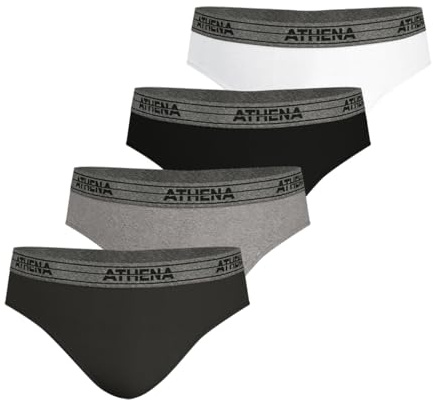 Athena Basic Cotton Slip Boxer (4 Stück) Herren, Anthrazit/Grau/Schwarz/Weiß (Anth), M
