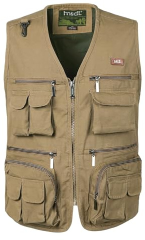 KTWOLEN Herren Angelwesten Sommer Outdoor Weste mit Vielen Taschen Fotografie Anglerweste Arbeitsweste Safari Weste Jagd und Fischer Weste