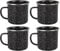 Quickdraw 4 x Enamel Camping Mugs – 350ml Durable Lightweight Metal Mug with Black Speckled Enamel Coating & Stainless Steel Rim – Ideal for Camping Hiking Travel Picnics Outdoor Kitchen
