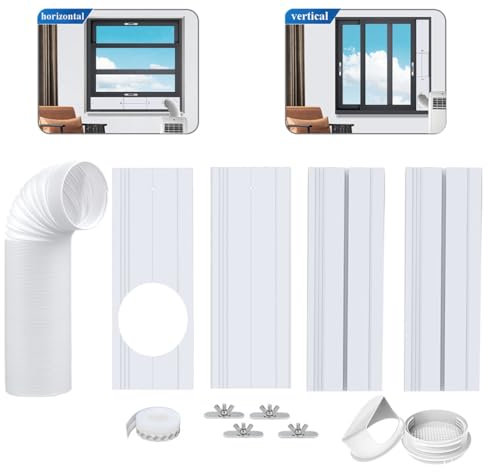 Kit de ventilación de aire acondicionado portátil para ventanas, sello de ventana de aire acondicionado con manguera de escape de aire acondicionado de 15 cm de diámetro, kit de ventana de aire