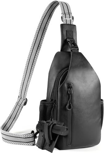 DegeTMVe Tactical CCW Sling Bag für Damen & Herren - Premium Vegan Leder Verdeckte Trageholster Crossbody Tasche, Anti-Diebstahl Pack mit verstellbarem Gitarrengurt (Passend für iPad 11, iPhone 16 Pro