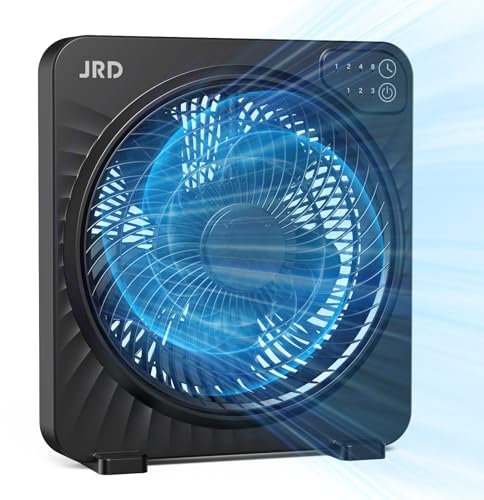 JRD Ventilateur de boîtier de 13 pouces avec flux d'air robuste, ventilateur d'ordinateur de refroidissement avec contrôle tactile numérique, 3 réglages de vitesse, 5 lames, minuterie de 15 heures
