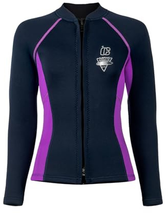 Jugaoge Rashguard - Maglietta da donna a maniche lunghe, con blocco di colore, protezione UV, ad asciugatura rapida, termica, immersioni, surf, snorkeling, Blu scuro, XL