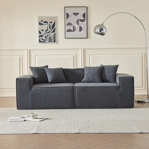 Galyar Sofá Cube Modular Espuma Comprimida al vacío envío en Caja Sin Montaje (Pana Gris, Sofá 2 Piezas)