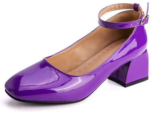 Gicoiz Tacco a Blocco Mary Jane Vernice con Cinturino alla Caviglia Donna Scarpe