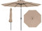 GOPLUS Sombrilla de Jardín, Parasol Inclinable con Mecanismo de 25° de Inclinación con Manivela, 8 Costillas Reforzadas, Sombrilla Terraza Exterior para Patio Playa, sin Base (Café)
