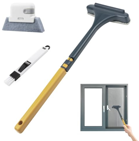 2 in 1 Spazzola per La Pulizia Delle, Set 3 Pezzi per la Pulizia Della Casa | Pulitore Per Fessure, Scanalatura Della Finestra Bagnata e Asciutta Doppia Spazzola, per Finestre, Angoli e Scanalature