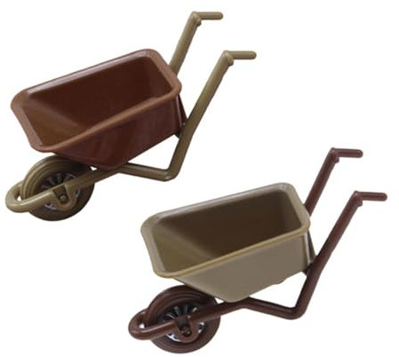 ibasenice 2 Stück Mini Gartenwagen Modell Dekoratives Miniatur Schubkarren Modell für Puppenhaus Garten und Kreative Gestaltung für Deko und