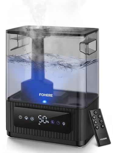 FOHERE 6L Luftbefeuchter Schlafzimmer, Leiser Kaltnebel für Kinderzimmer | Top-fill Raumbefeuchter Schlafzimmer, 60H Laufzeit, 12H-Timer, Aromafach & Fernbedienung für Babyzimmer, Yoga, Pflanzen
