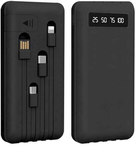 Power Bank, 22.5W USB C Schnellladen Powerbank mit 4 Kabel