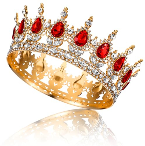 Thinp Volle Runde Mädchen Tiara,Damen Brautkrone Diadem,Königin Krone,Vintage Tiara Krone für Frauen,Kristall Barock Tiaras,Glitzernde Braut Diadem Haarschmuck für Hochzeit Prom Geburtstag Party