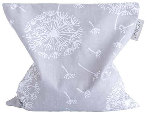 LOOLAY Kirschkernkissen Mikrowelle 20x20 cm – Wärmekissen aus 100% Baumwolle – Kirschkern Kissen Ideal bei Muskelverspannungen oder Menstruationsbeschwerden (pustelblume grau)