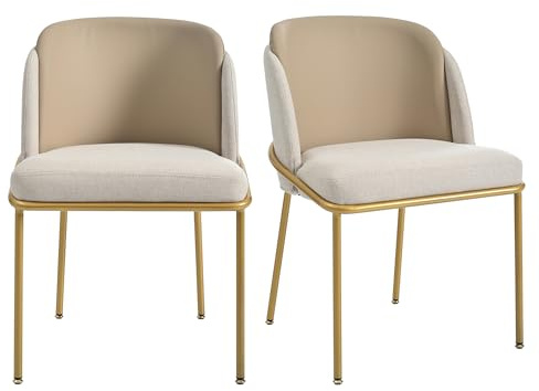 BXEYXE 2 St Moderner Stuhl mit Schrägstuhlbein und Verstellbare Füße, Ideal für Wohnzimmer, Offene Bürofläche, Esszimmer (Beige+Khaki)