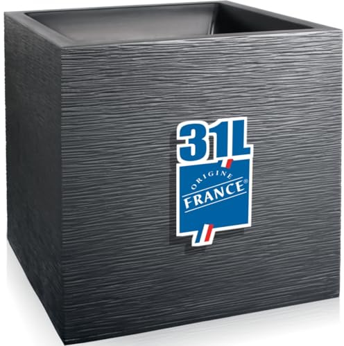 Stimo Pflanzkübel XL 39 cm Blumentopf für Innen und Außen Pflanzgefäß Quadrat 31L Pflanztopf (Anthrazit)