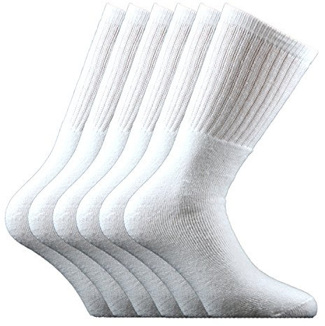 Fontana Calze, 6 paia di calze sportive in cotone spugna senza tallone - BIANCO taglia unica