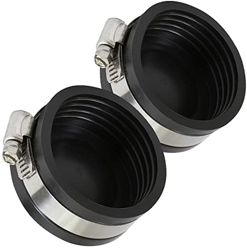 EVERCONNECT 1730x2 Flexible PVC Pipe Cap with Stainless Steel Clamps 3 inch Black (Pack of 2)